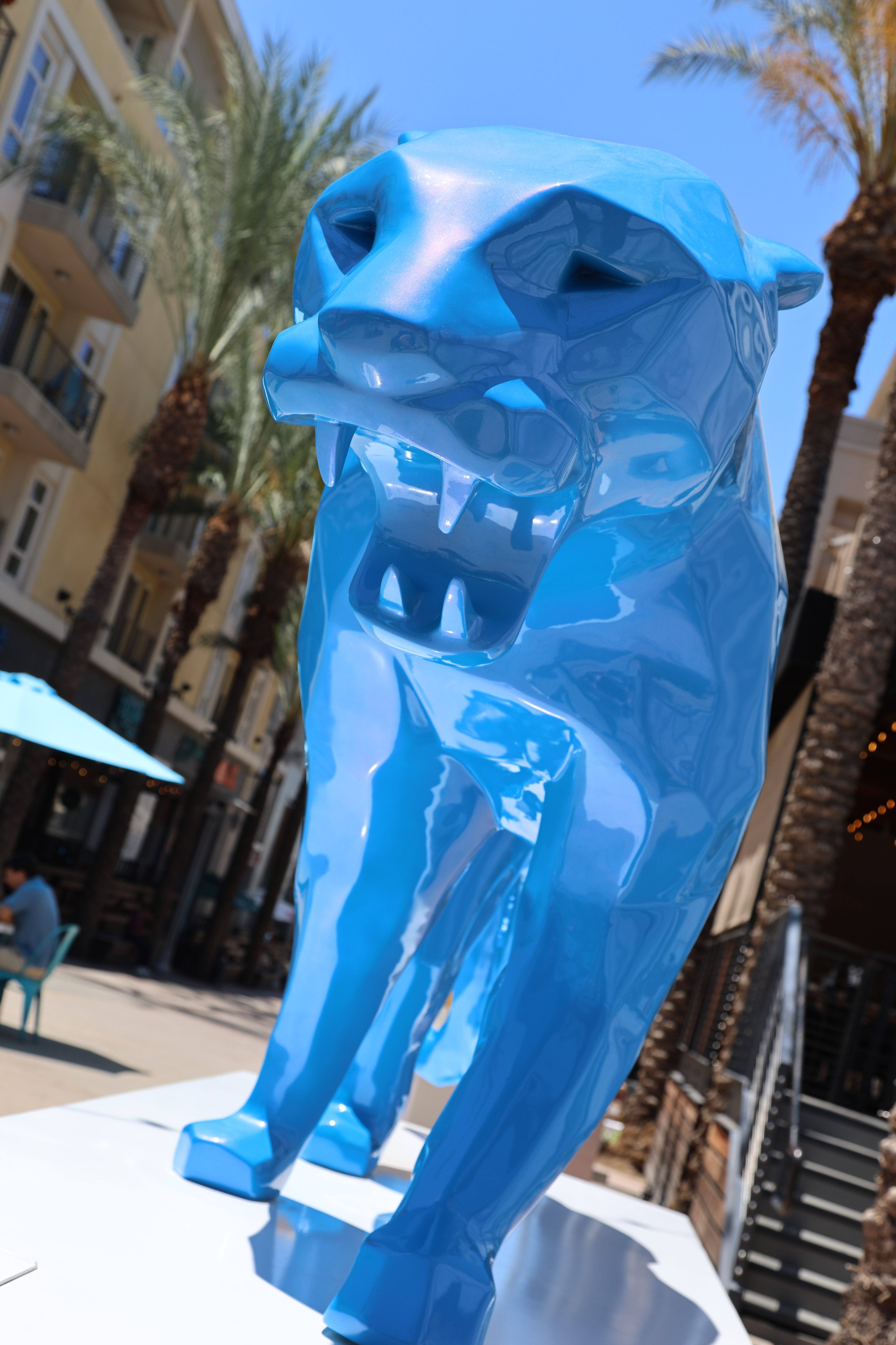 Blue bear sculpture by Richard Orlinski